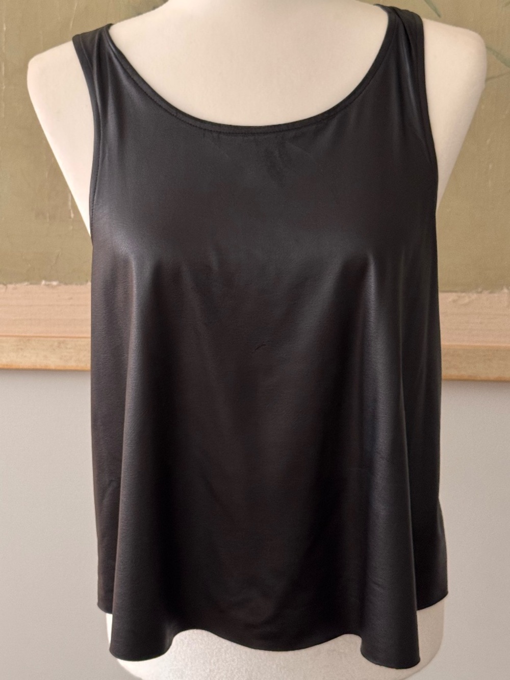 Black Vegan Leather Topshop Sleeveless Swing Top